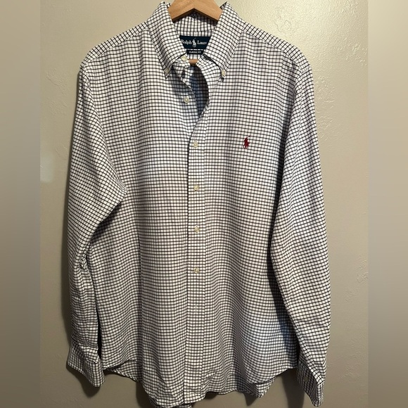 Ralph Lauren Classic Fit 100% Cotton Men's Red & Blue Checkered Shirt 15.5 34/35 - Picture 3 of 16